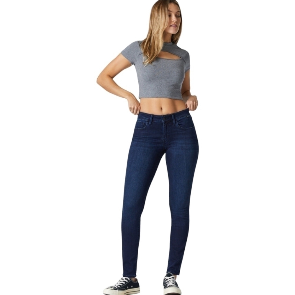 Mavi Gold Jeans Alexa Mid Rise Skinny Dark Wash Jeans Size 27x33